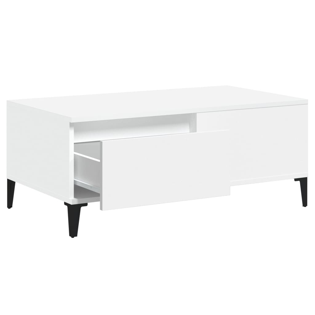 Table basse blanche 90x50x36,5 cm en bois