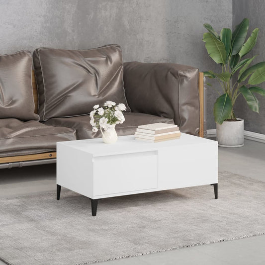 Table basse blanche 90x50x36,5 cm en bois