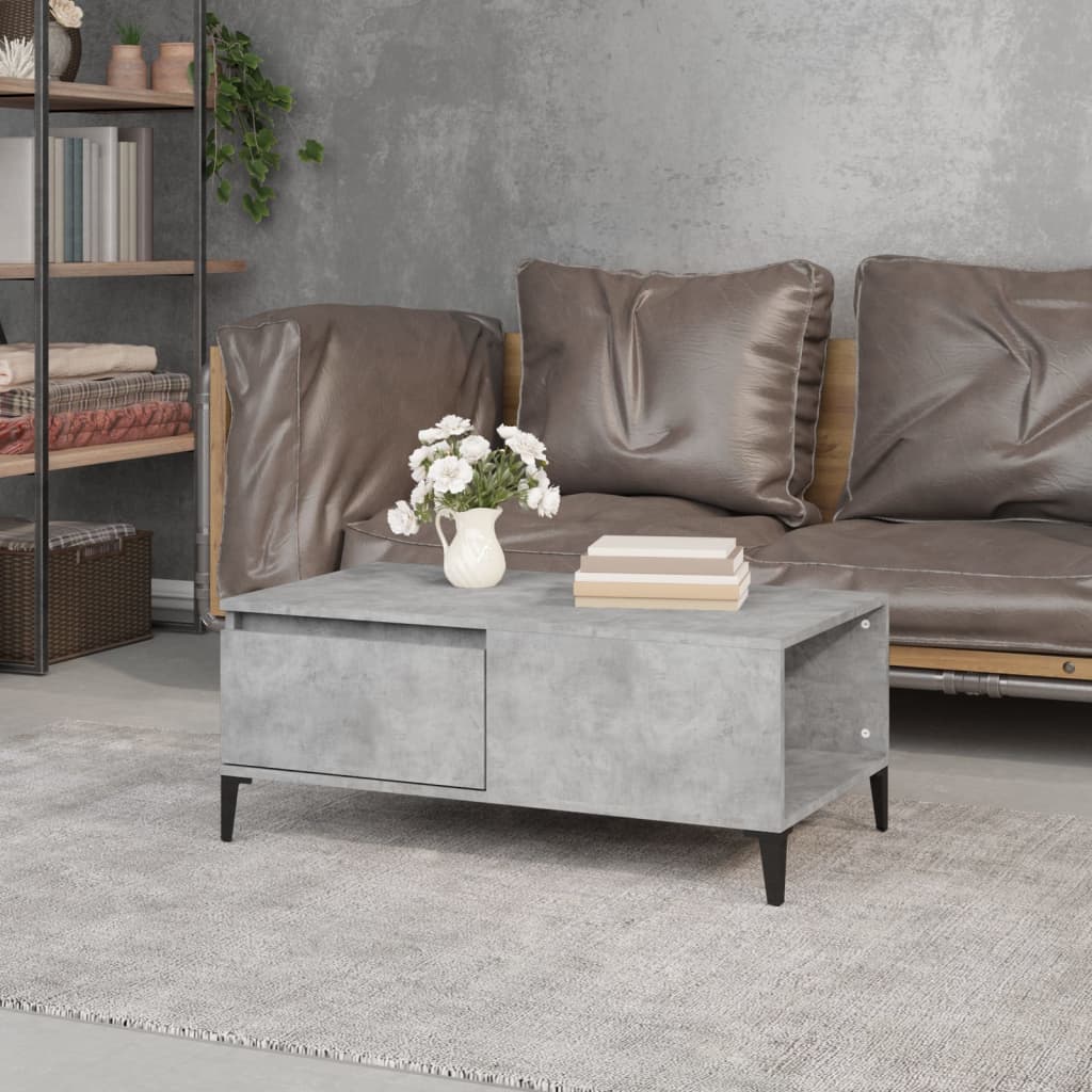 Table basse gris béton 90x50x36,5 cm en bois
