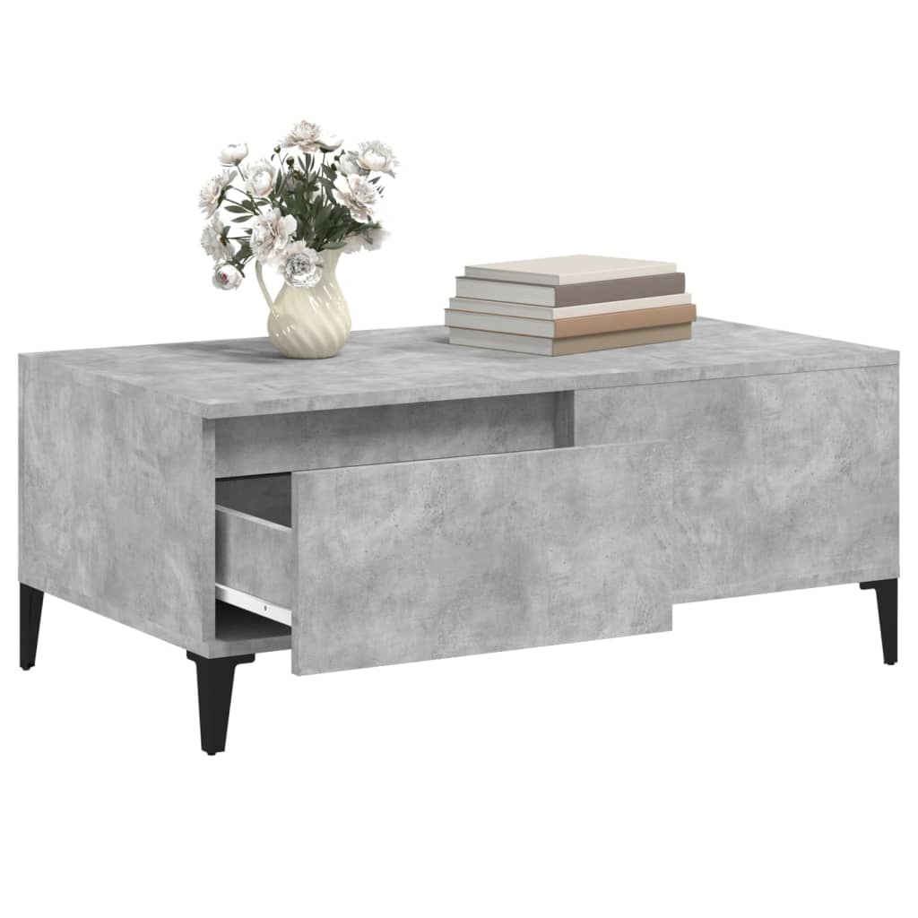 Table basse gris béton 90x50x36,5 cm en bois