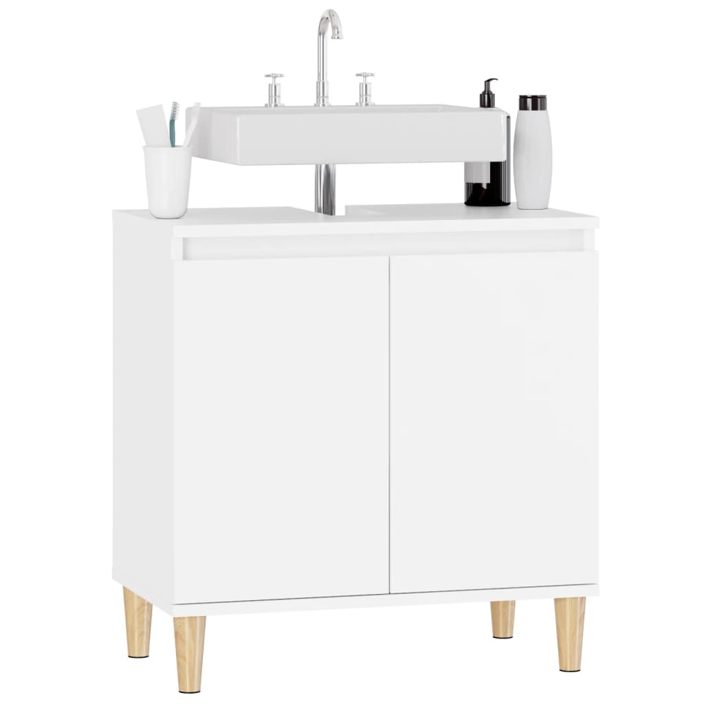 Meuble lavabo blanc 58x33x60 cm en bois