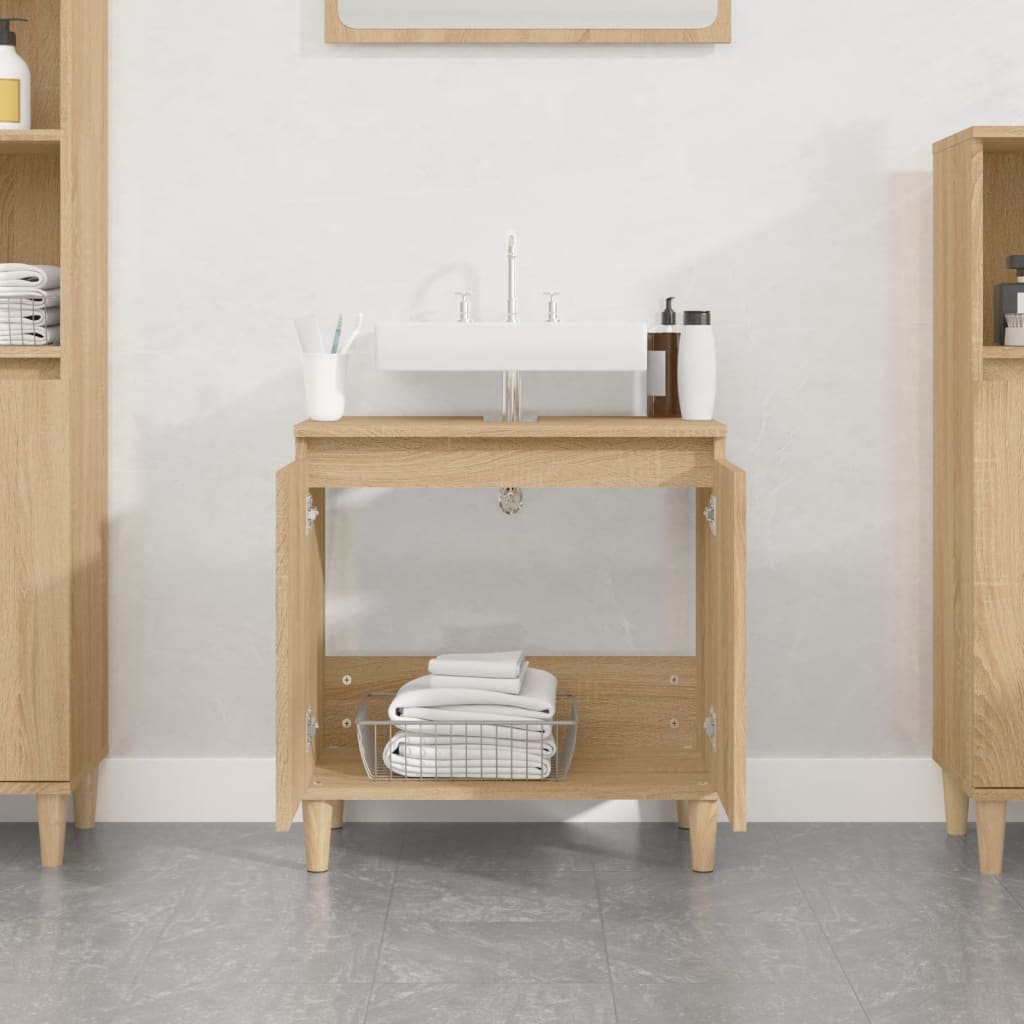 Waschbeckenunterschrank Sonoma-Eiche 58x33x60 cm Holzwerkstoff