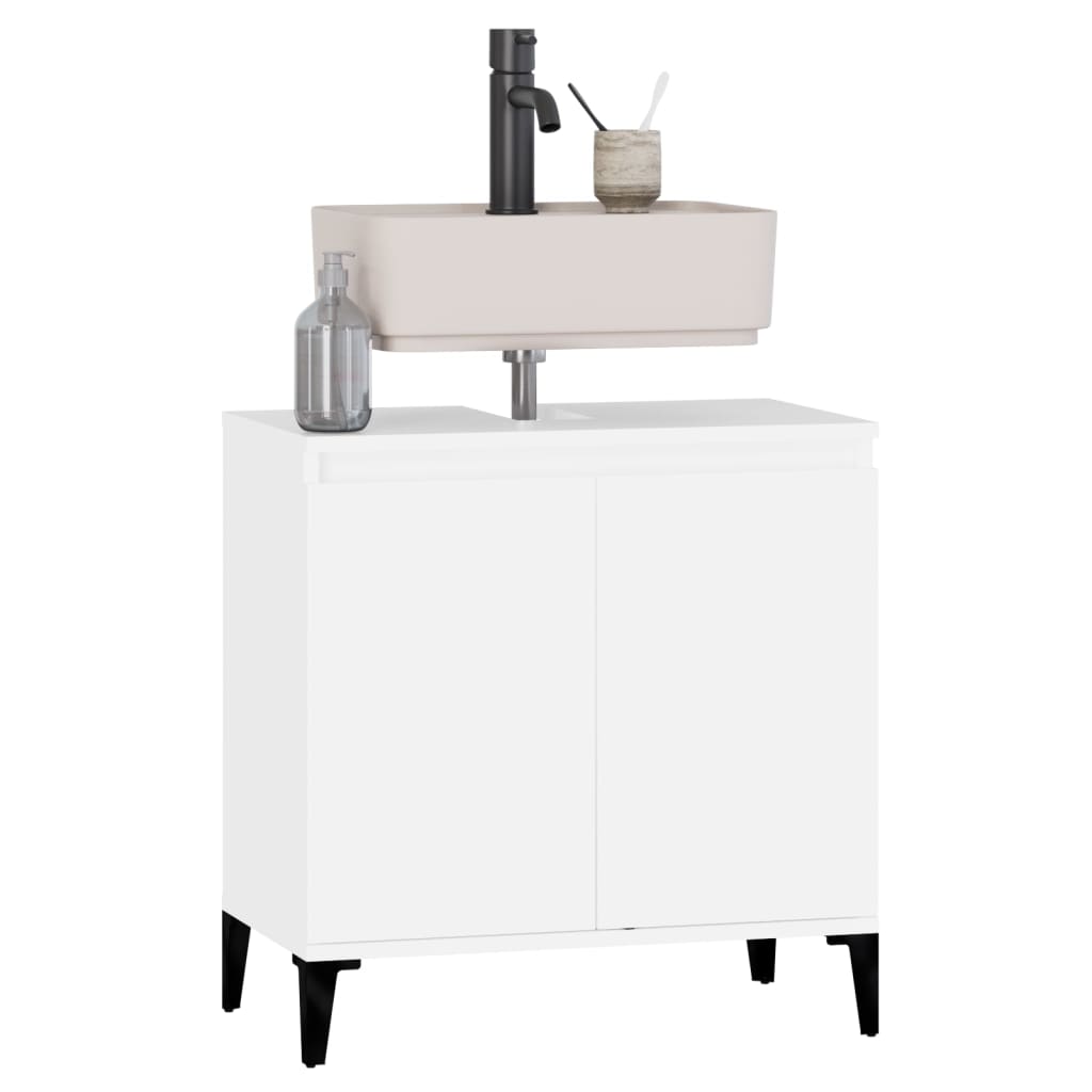 Meuble lavabo blanc 58x33x60 cm en bois