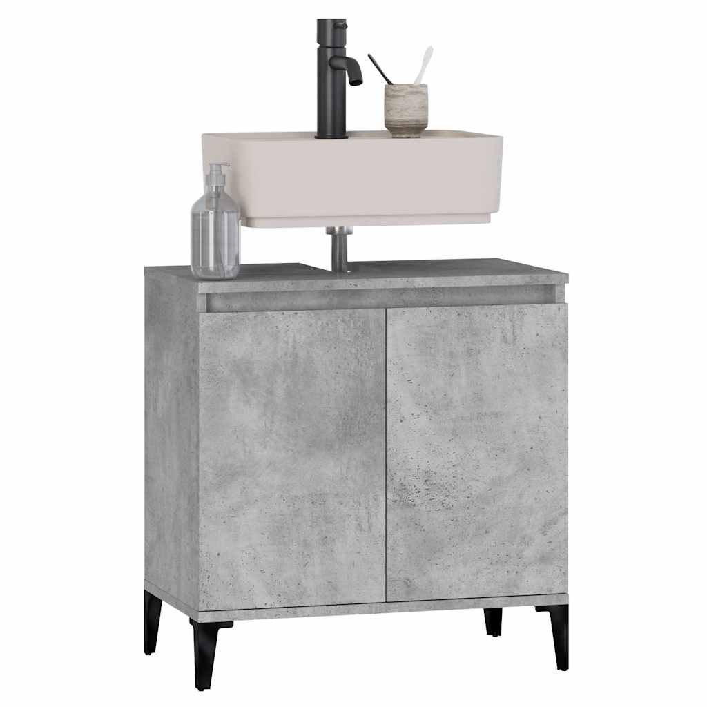 Washbasin base cabinet concrete grey 58x33x60 cm wood material