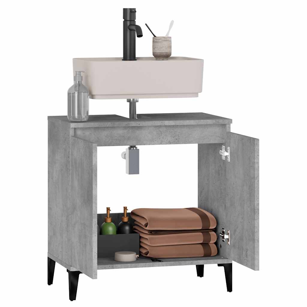 Washbasin base cabinet concrete grey 58x33x60 cm wood material