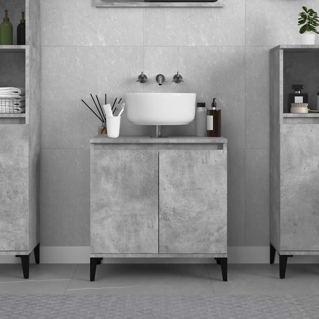 Washbasin base cabinet concrete grey 58x33x60 cm wood material