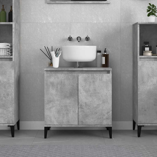 Washbasin base cabinet concrete grey 58x33x60 cm wood material
