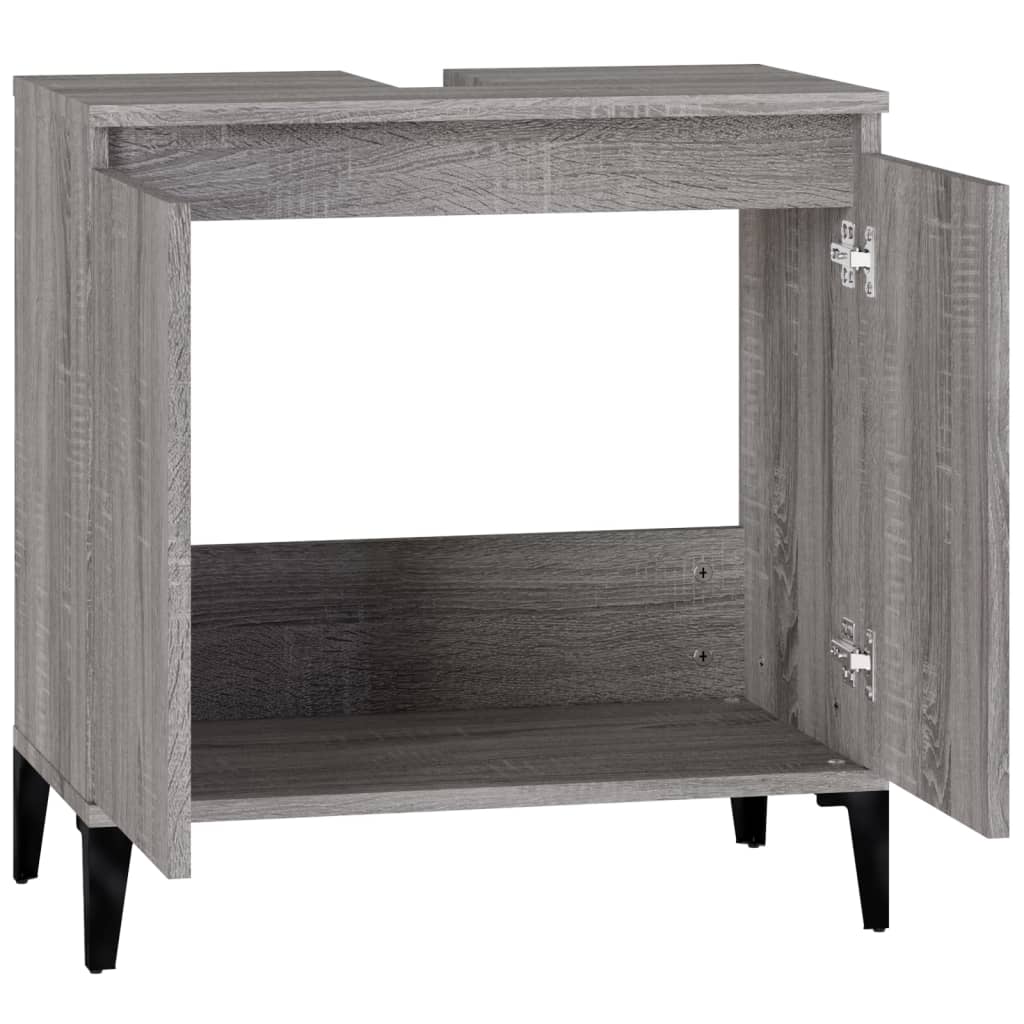 Waschbeckenunterschrank Grau Sonoma 58x33x60 cm Holzwerkstoff