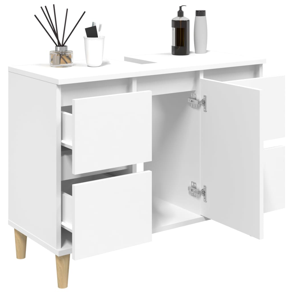 Meuble vasque blanc 80x33x60 cm en bois