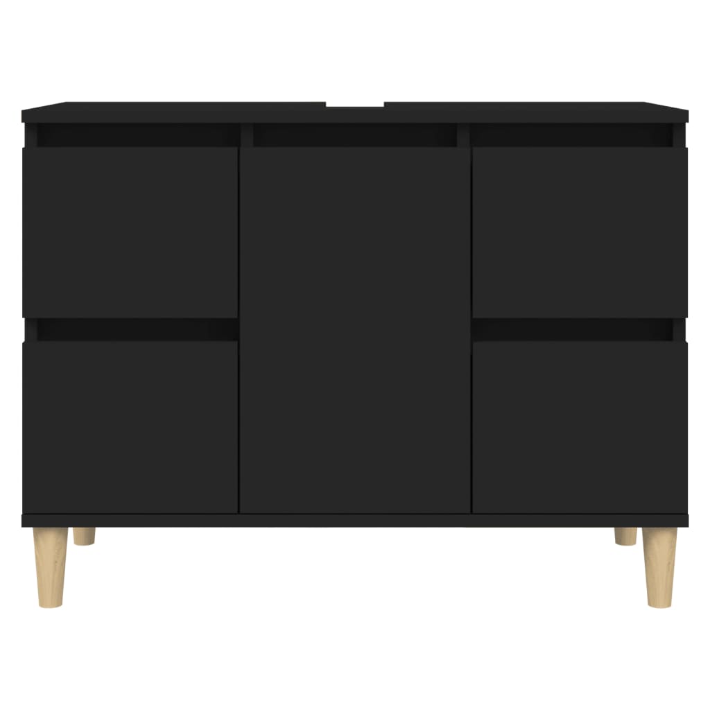 Meuble sous évier noir 80x33x60 cm en bois