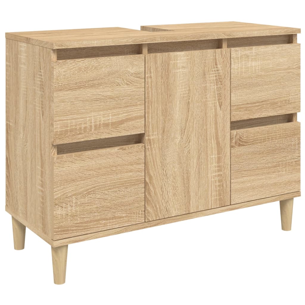 Waschbeckenunterschrank Sonoma-Eiche 80x33x60 cm Holzwerkstoff