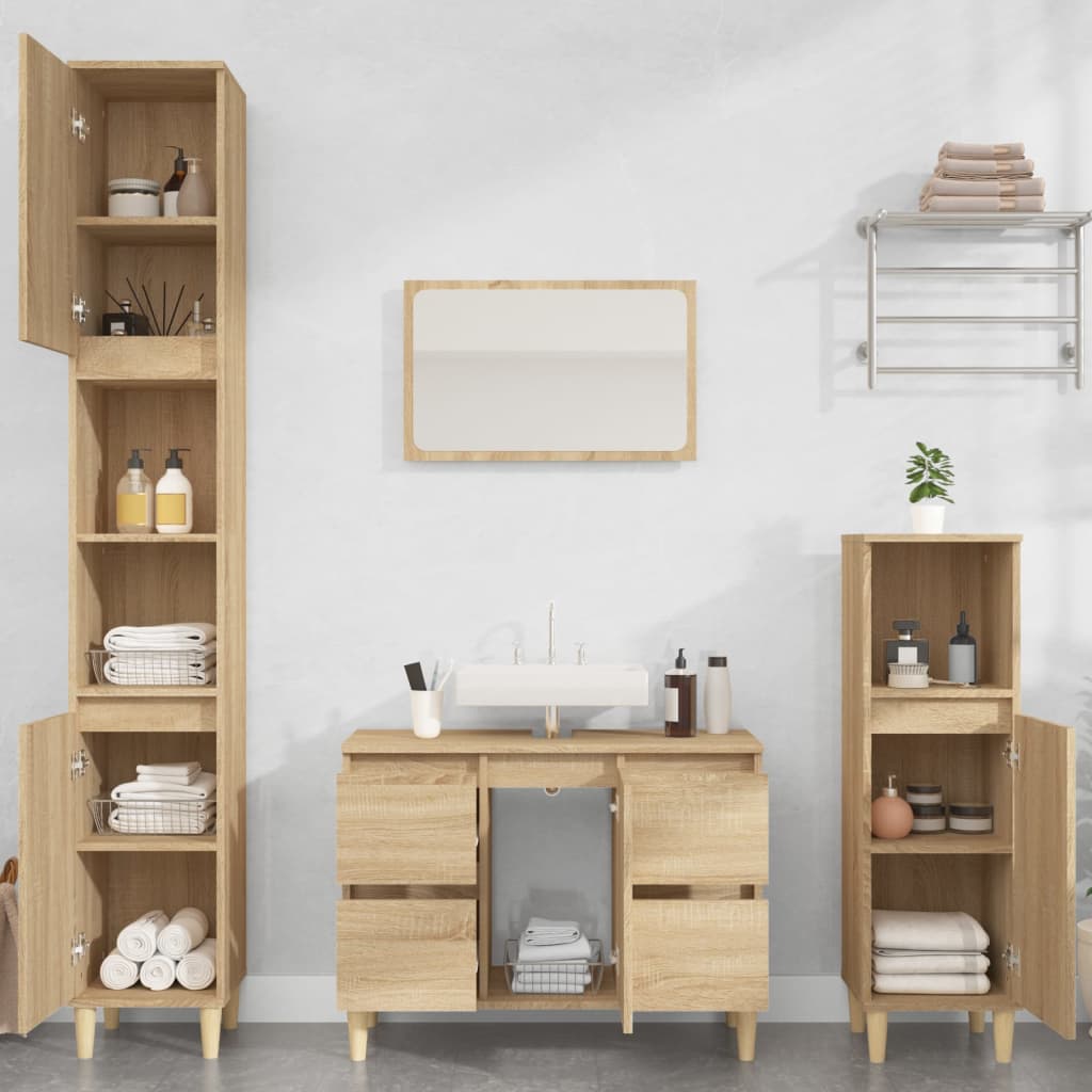 Waschbeckenunterschrank Sonoma-Eiche 80x33x60 cm Holzwerkstoff