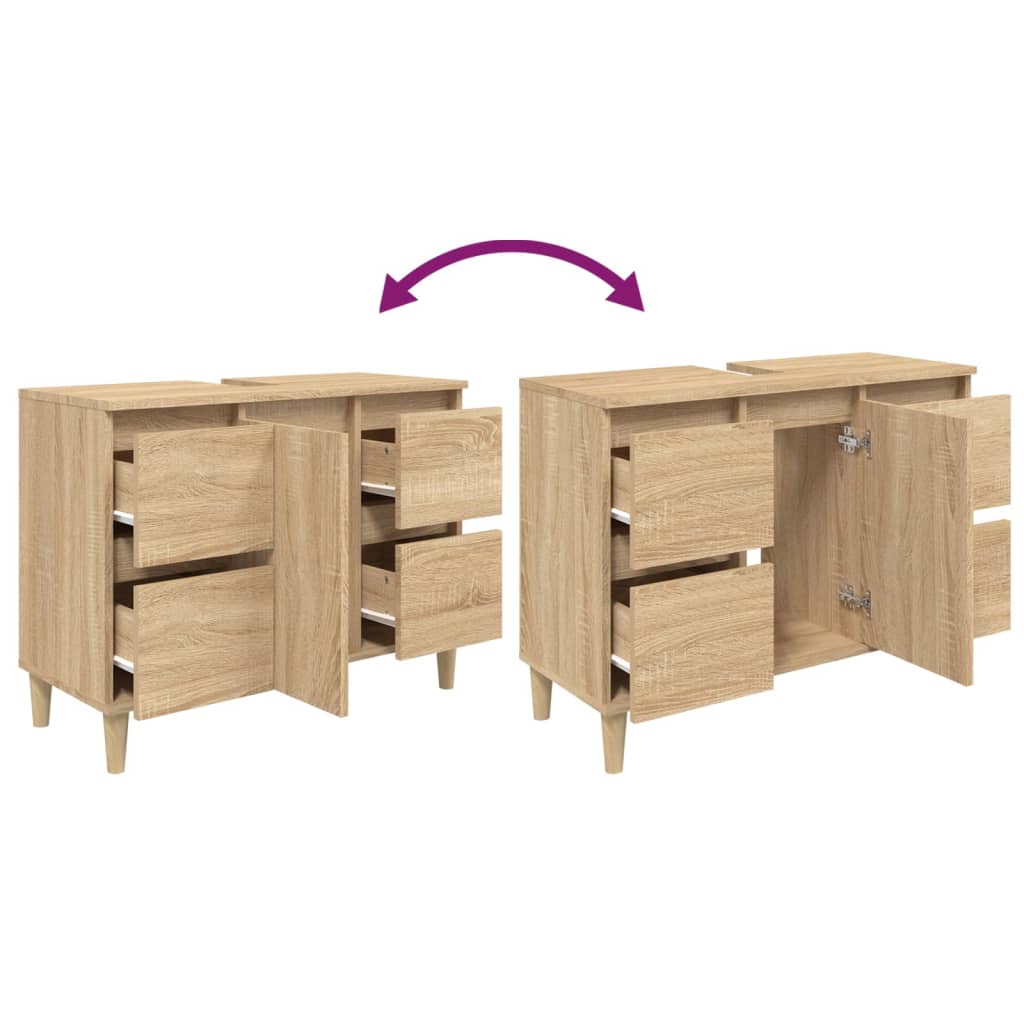 Waschbeckenunterschrank Sonoma-Eiche 80x33x60 cm Holzwerkstoff