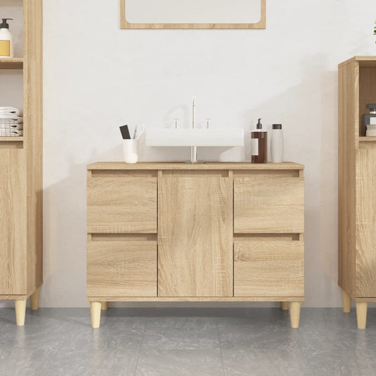 Waschbeckenunterschrank Sonoma-Eiche 80x33x60 cm Holzwerkstoff