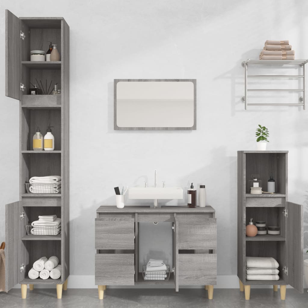 Meuble vasque Sonoma gris 80x33x60 cm en bois