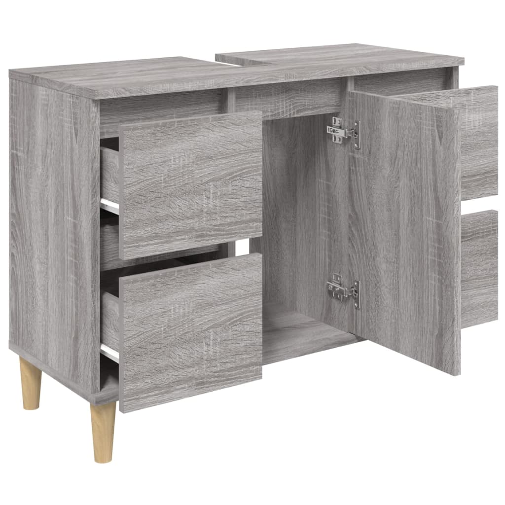 Waschbeckenunterschrank Grau Sonoma 80x33x60 cm Holzwerkstoff