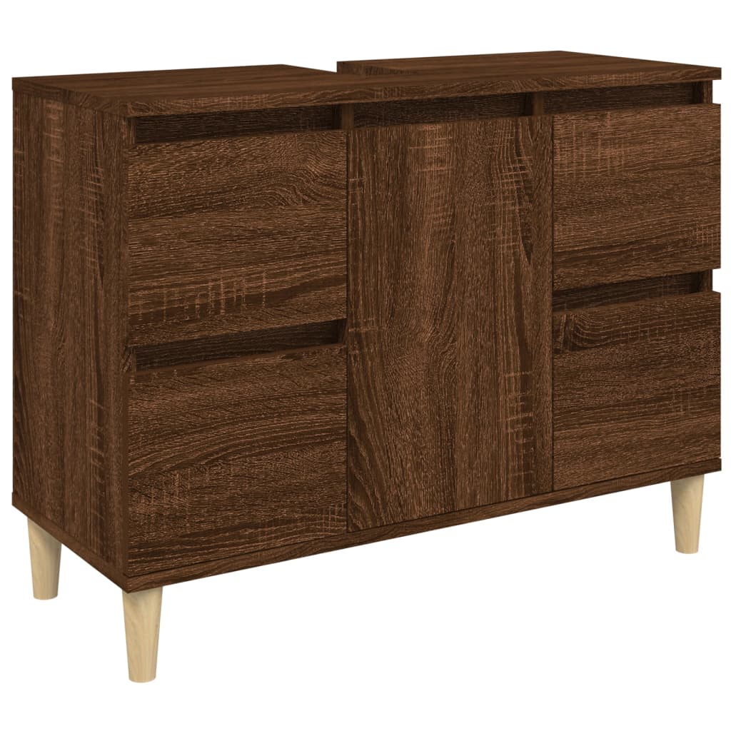 Meuble vasque aspect chêne marron 80x33x60 cm