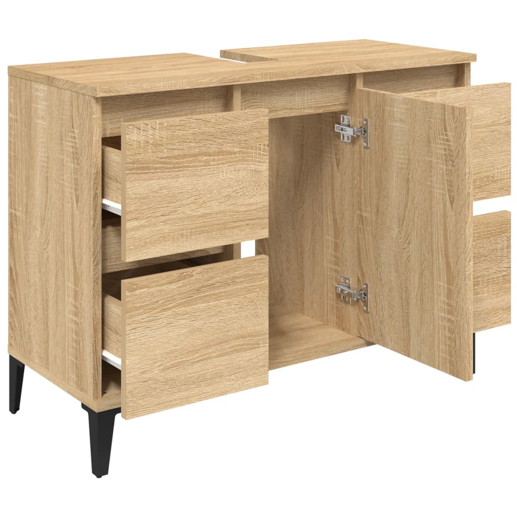 Waschbeckenunterschrank Sonoma-Eiche 80x33x60 cm Holzwerkstoff