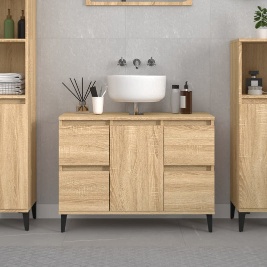 Waschbeckenunterschrank Sonoma-Eiche 80x33x60 cm Holzwerkstoff