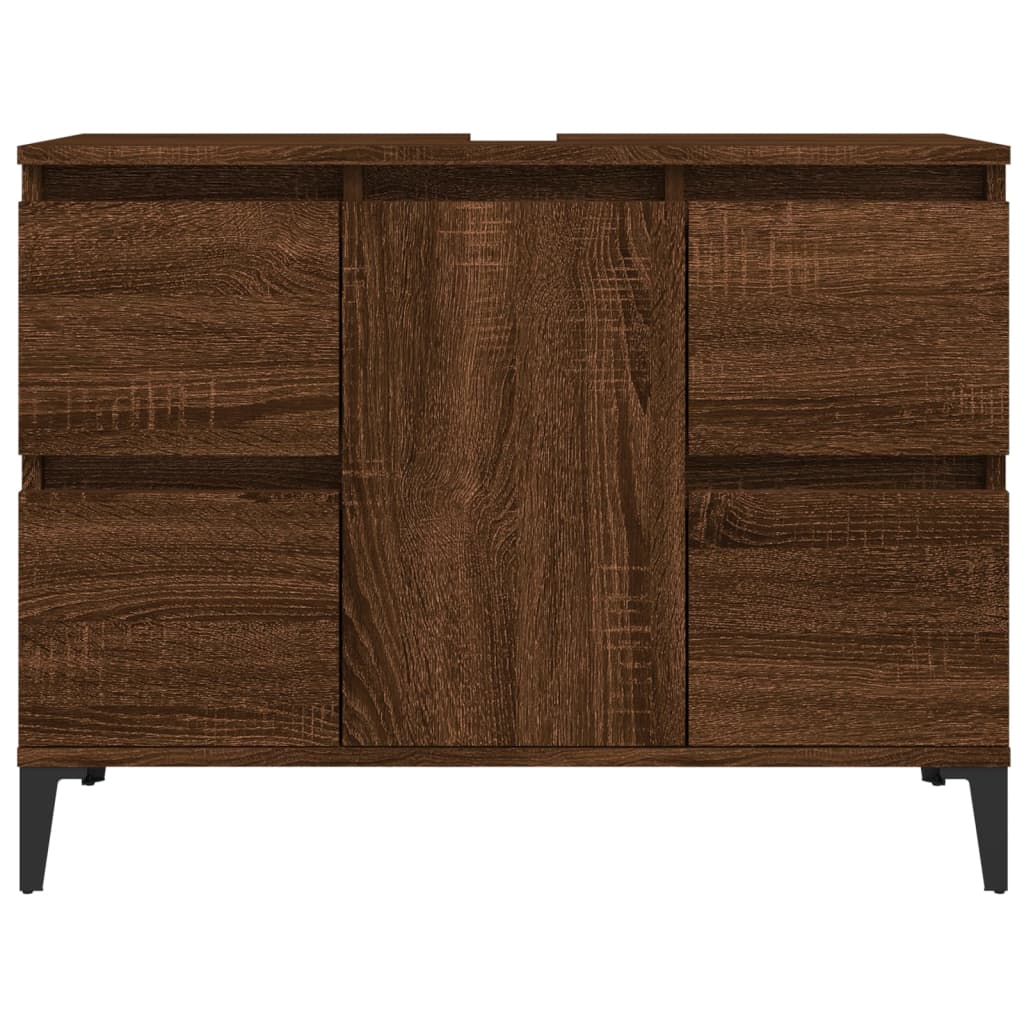 Meuble vasque aspect chêne marron 80x33x60 cm