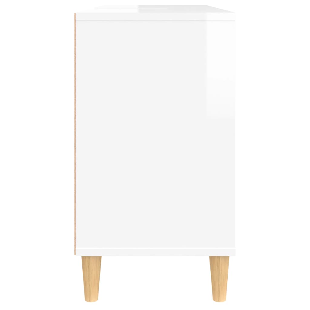 Meuble sous évier blanc brillant 80x33x60cm en bois