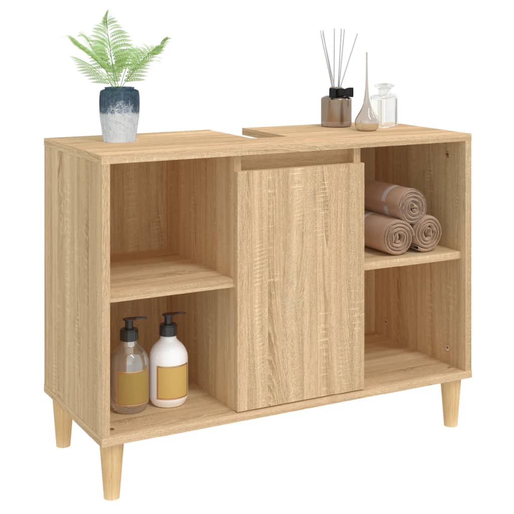 Waschbeckenunterschrank Sonoma-Eiche 80x33x60 cm Holzwerkstoff