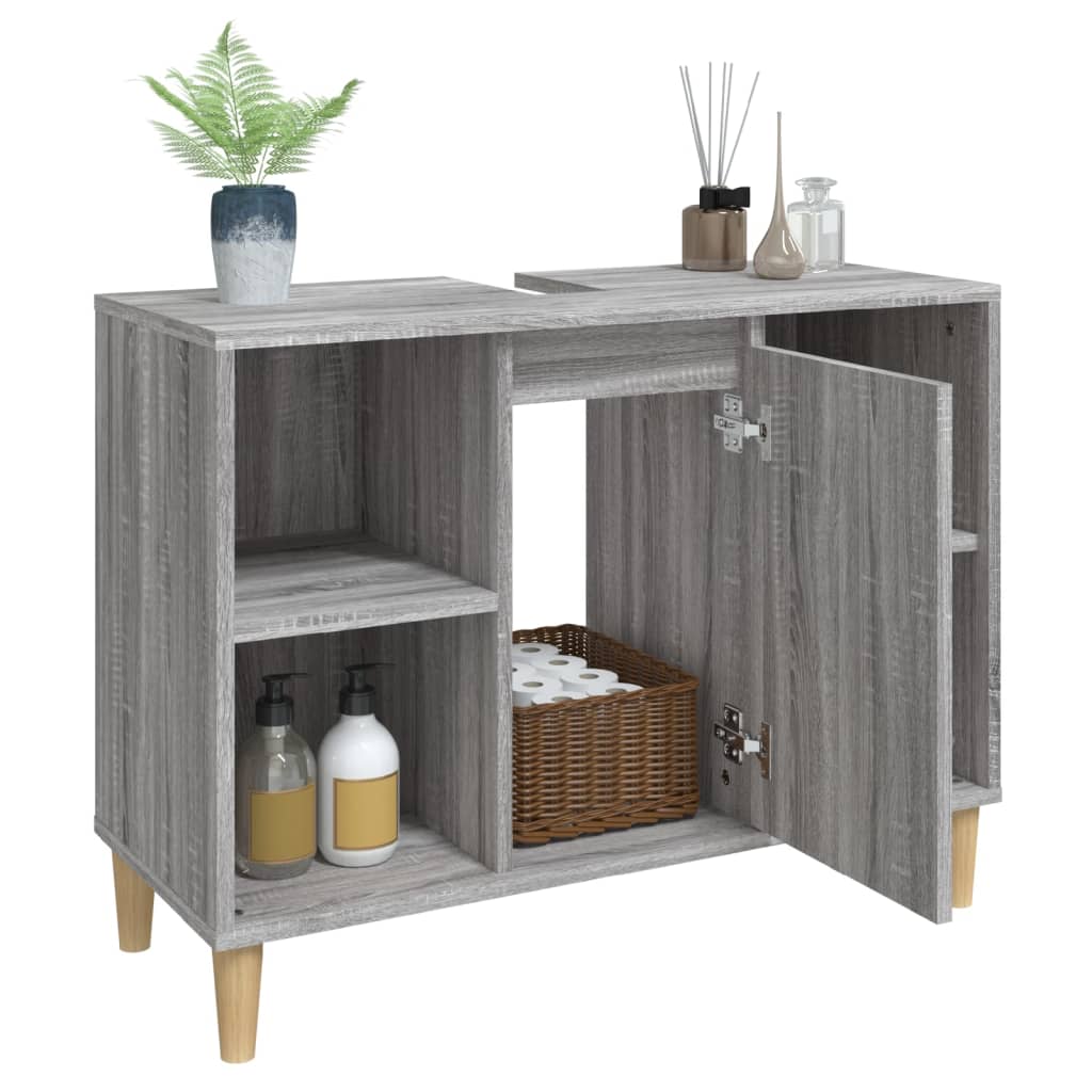 Waschbeckenunterschrank Grau Sonoma 80x33x60 cm Holzwerkstoff