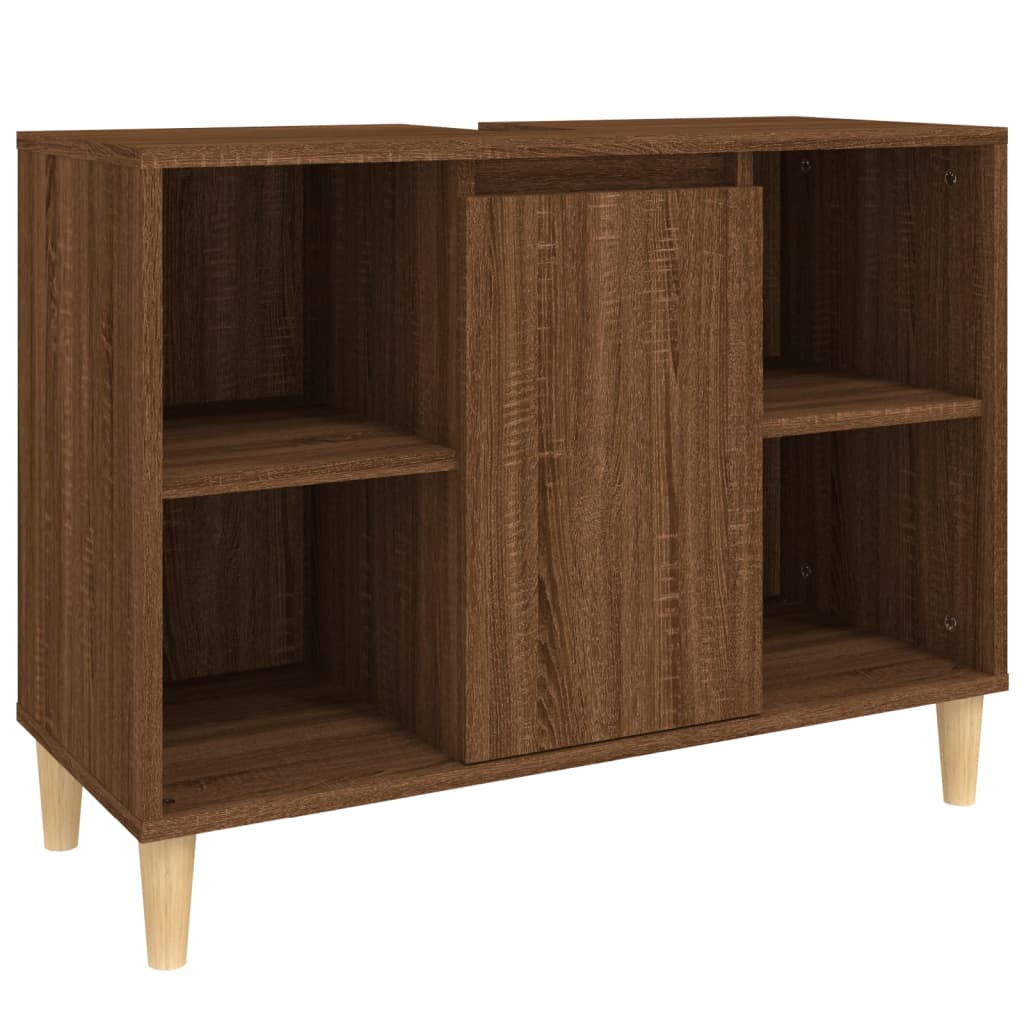 Meuble vasque aspect chêne marron 80x33x60 cm