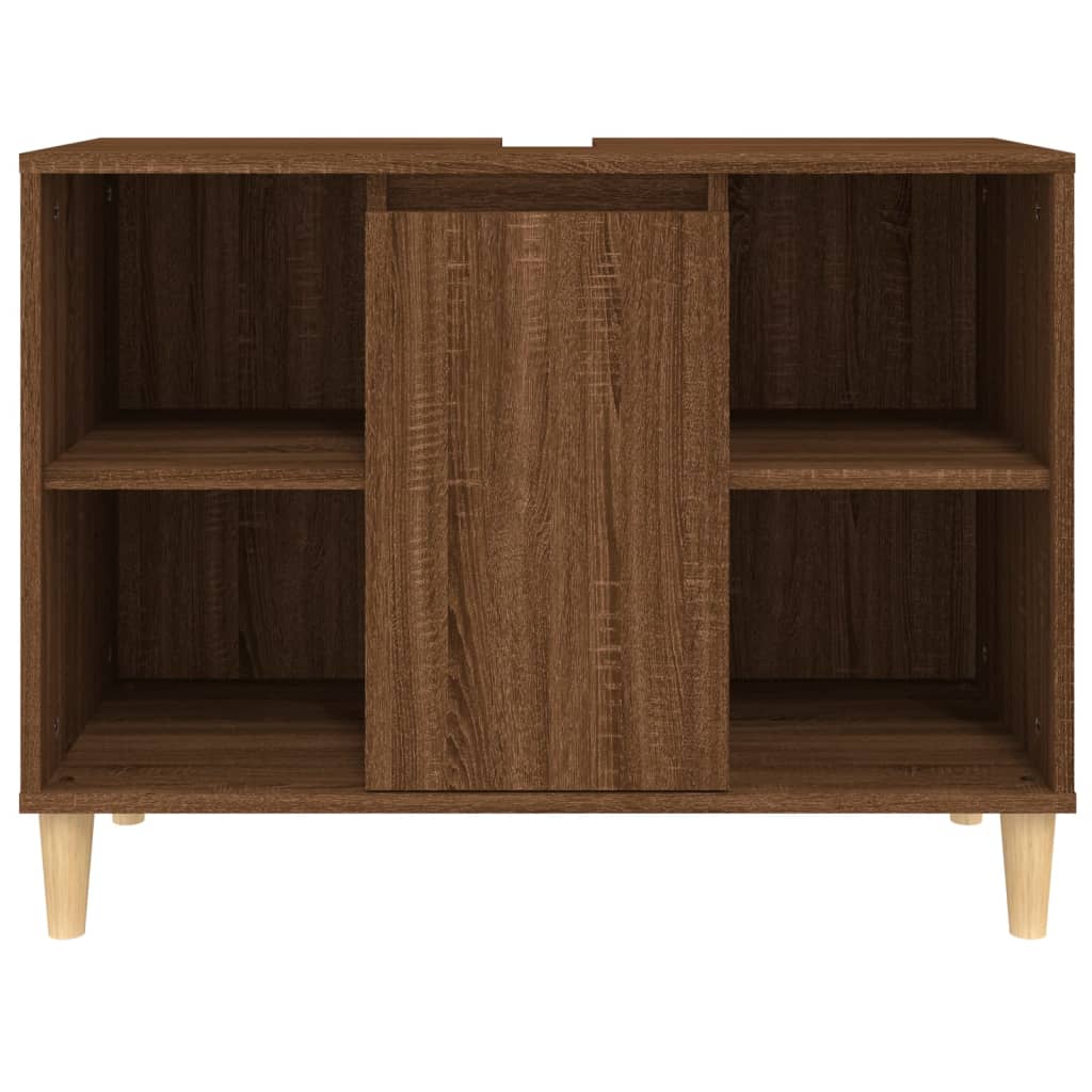 Meuble vasque aspect chêne marron 80x33x60 cm