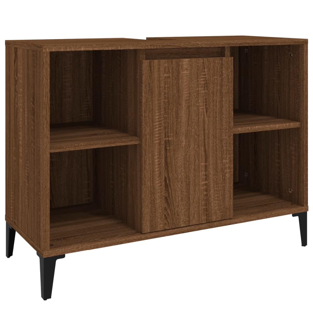 Meuble vasque aspect chêne marron 80x33x60 cm