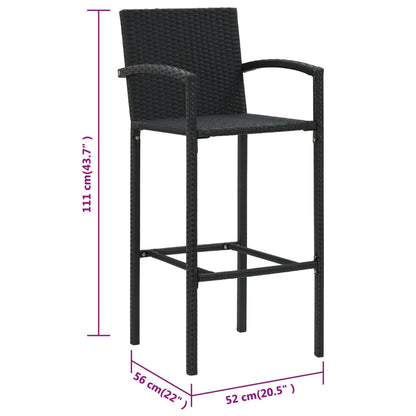 Barhocker 2 Stk. Schwarz Poly Rattan