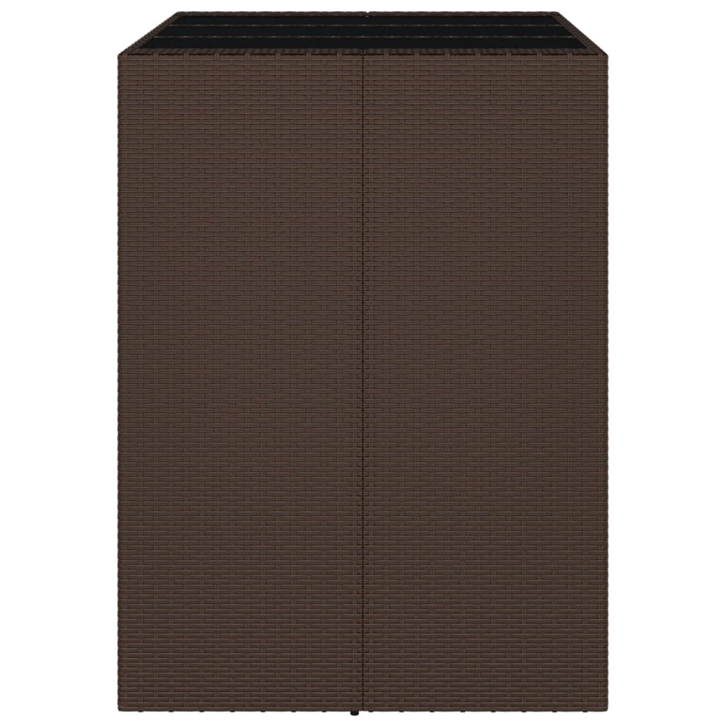 Bartisch mit Glasplatte Braun 105x80x110 cm Poly Rattan