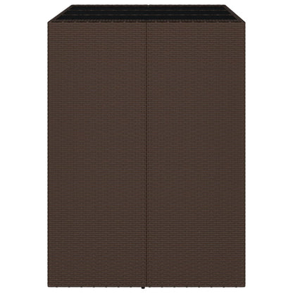 Bartisch mit Glasplatte Braun 105x80x110 cm Poly Rattan