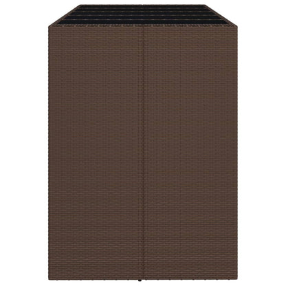 Bartisch mit Glasplatte Braun 185x80x110 cm Poly Rattan