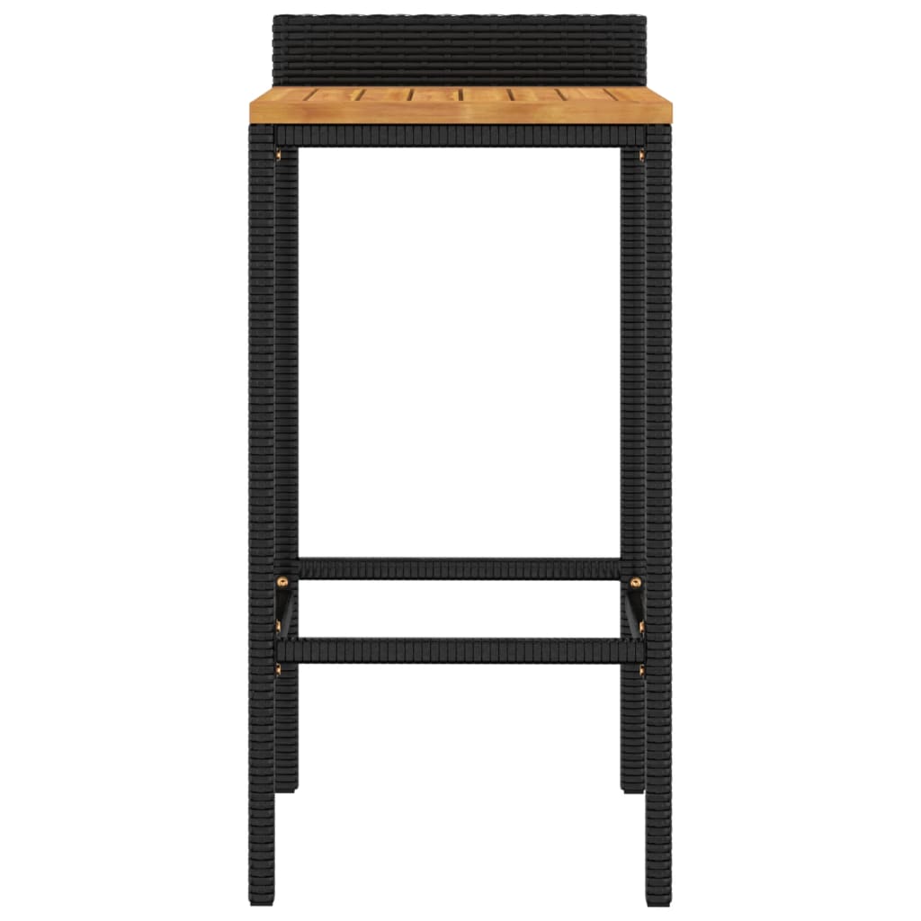 Barhocker 4 Stk. Schwarz Poly Rattan und Massivholz Akazie
