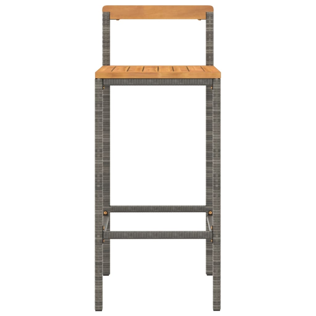 Barhocker 4 Stk. Grau Poly Rattan und Massivholz Akazie