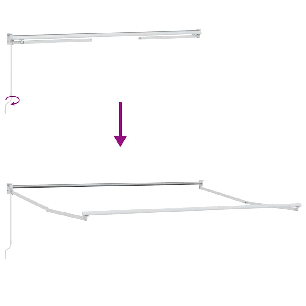 Ausziehbarer Sonnenschirmrahmen Weiß 350 x 250 cm Aluminium