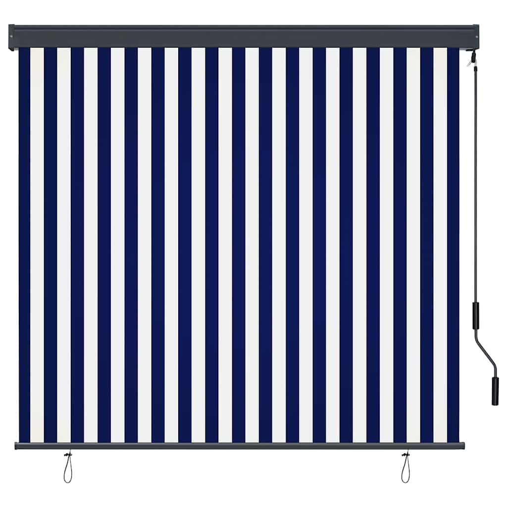 Rollo Blau und Weiß 180 x 250 cm Stoff und Aluminium