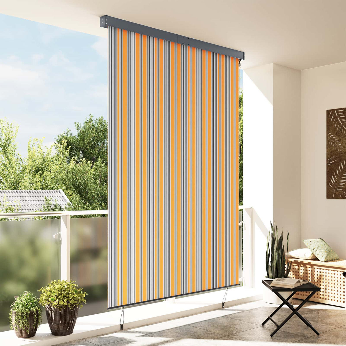 Rollo Gelb und Blau 180 x 250 cm Stoff und Aluminium