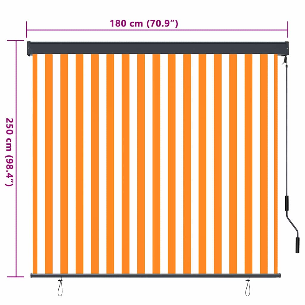 Rollo Weiß und Orange 180 x 250 cm Stoff und Aluminium