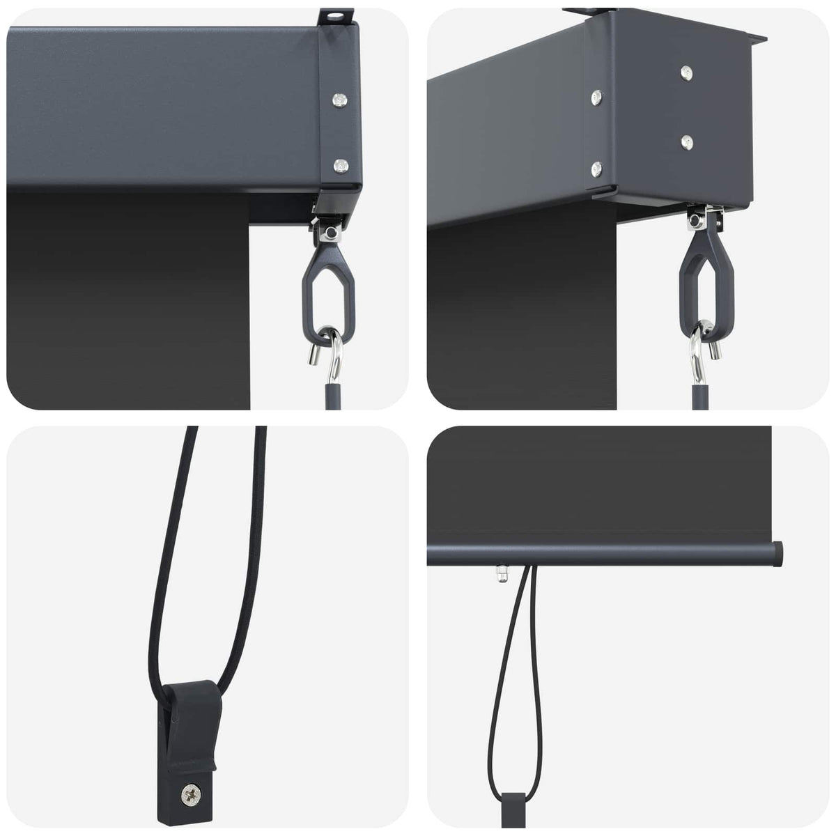 Rollo Anthrazit 180 x 250 cm Stoff und Aluminium