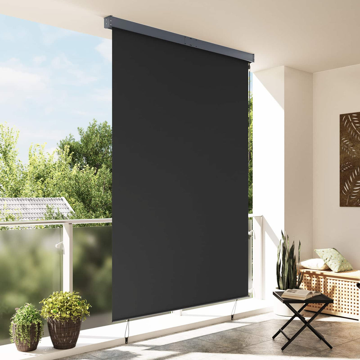 Rollo Anthrazit 180 x 250 cm Stoff und Aluminium