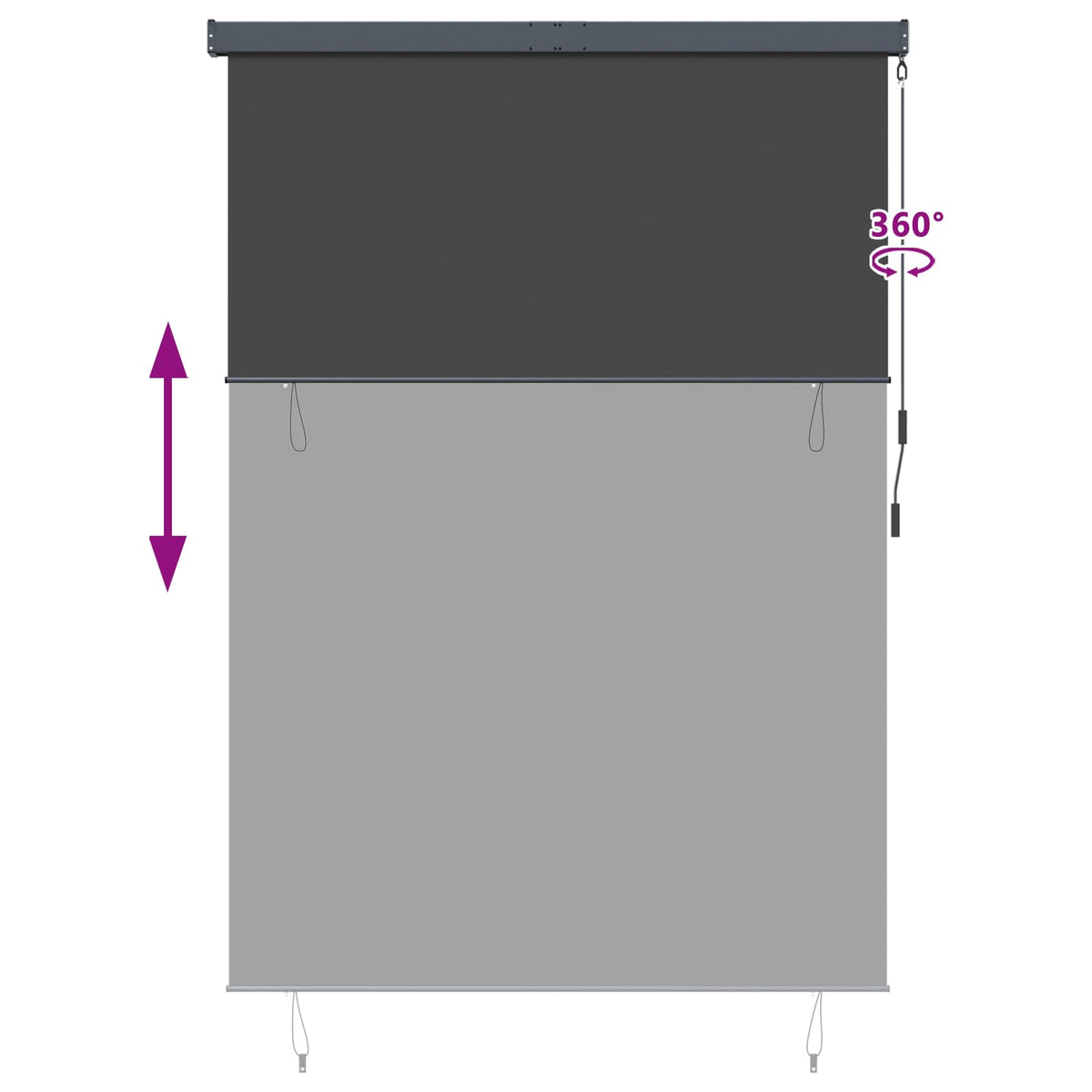 Rollo Anthrazit 180 x 250 cm Stoff und Aluminium