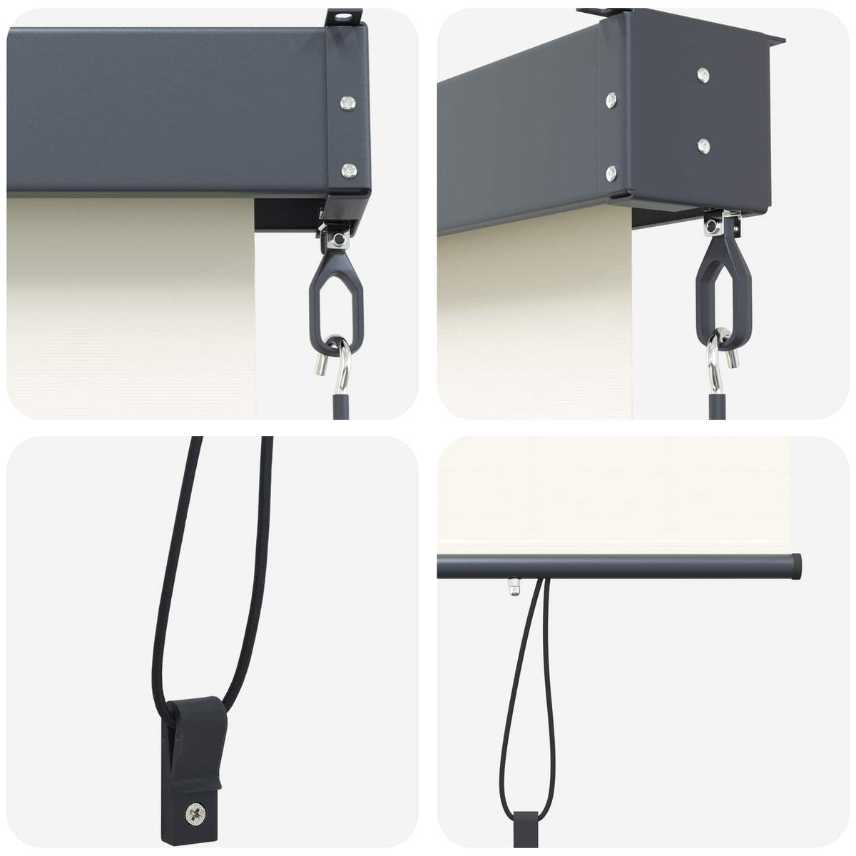 Rollo Creme 180 x 250 cm Stoff und Aluminium