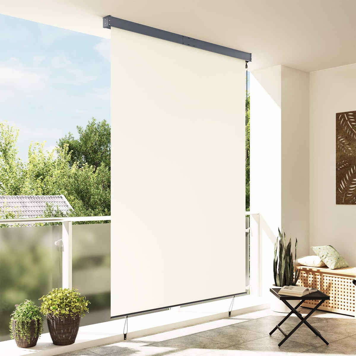 Rollo Creme 180 x 250 cm Stoff und Aluminium