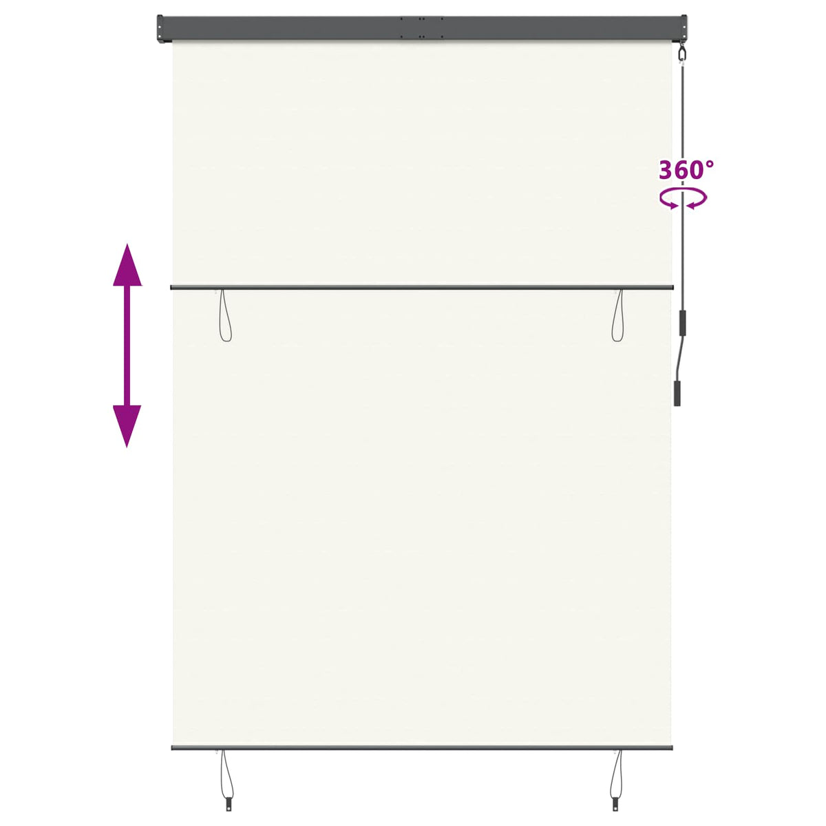 Rollo Creme 180 x 250 cm Stoff und Aluminium