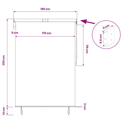 Rollo Creme 180 x 250 cm Stoff und Aluminium