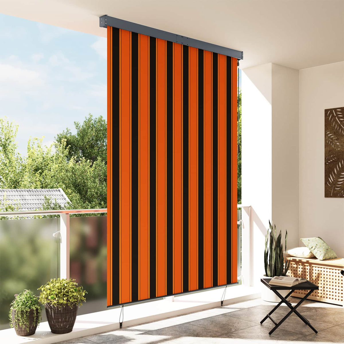 Rollo Orange und Braun 180 x 250 cm Stoff und Aluminium