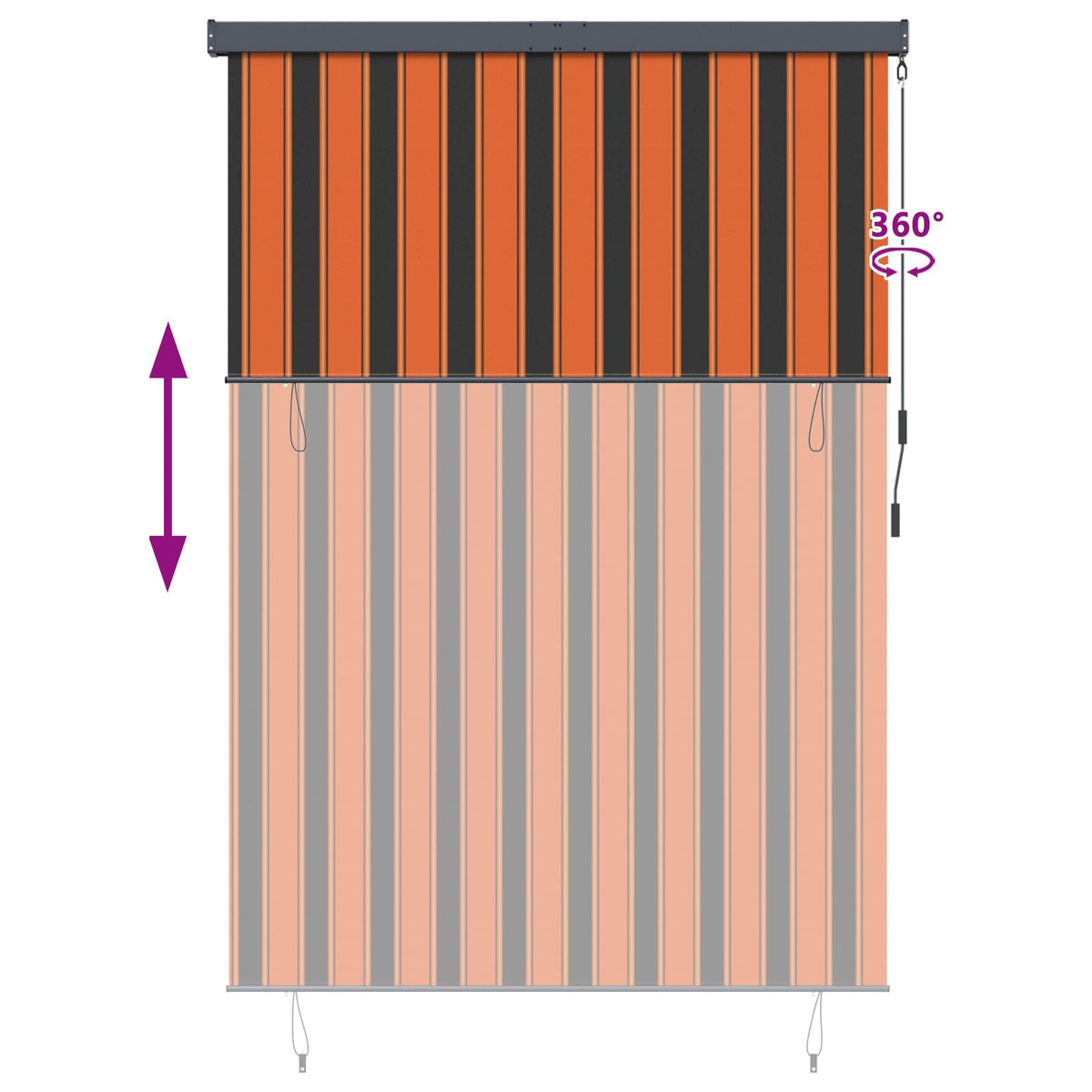Rollo Orange und Braun 180 x 250 cm Stoff und Aluminium