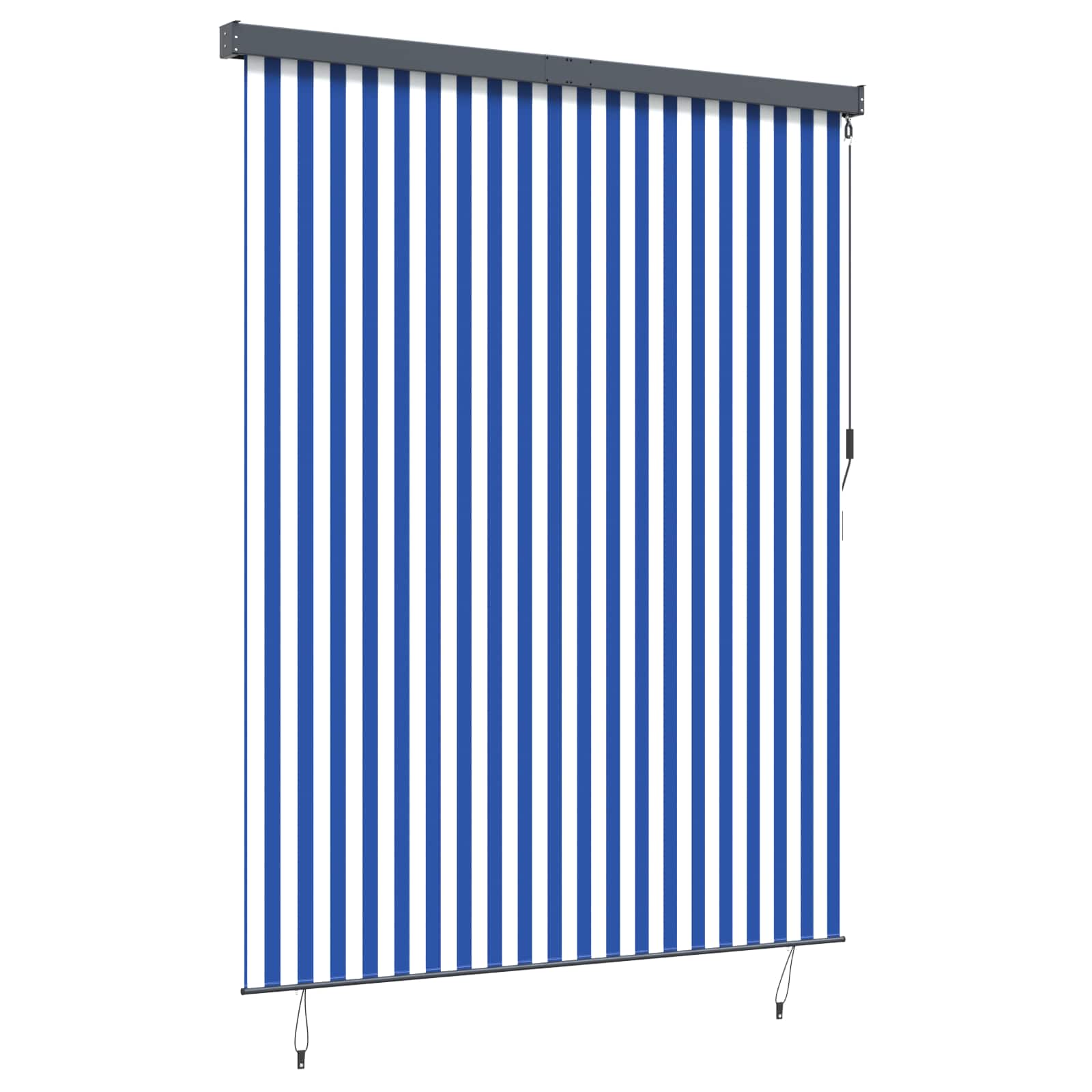 Rollo Blau und Weiß 220 x 250 cm Stoff und Aluminium